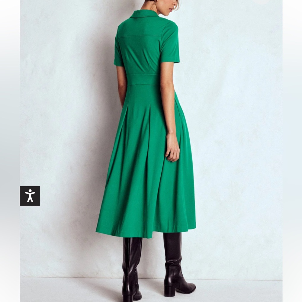 Boden Emerald Green Button-Front Midi Dress - Picture 3 of 13